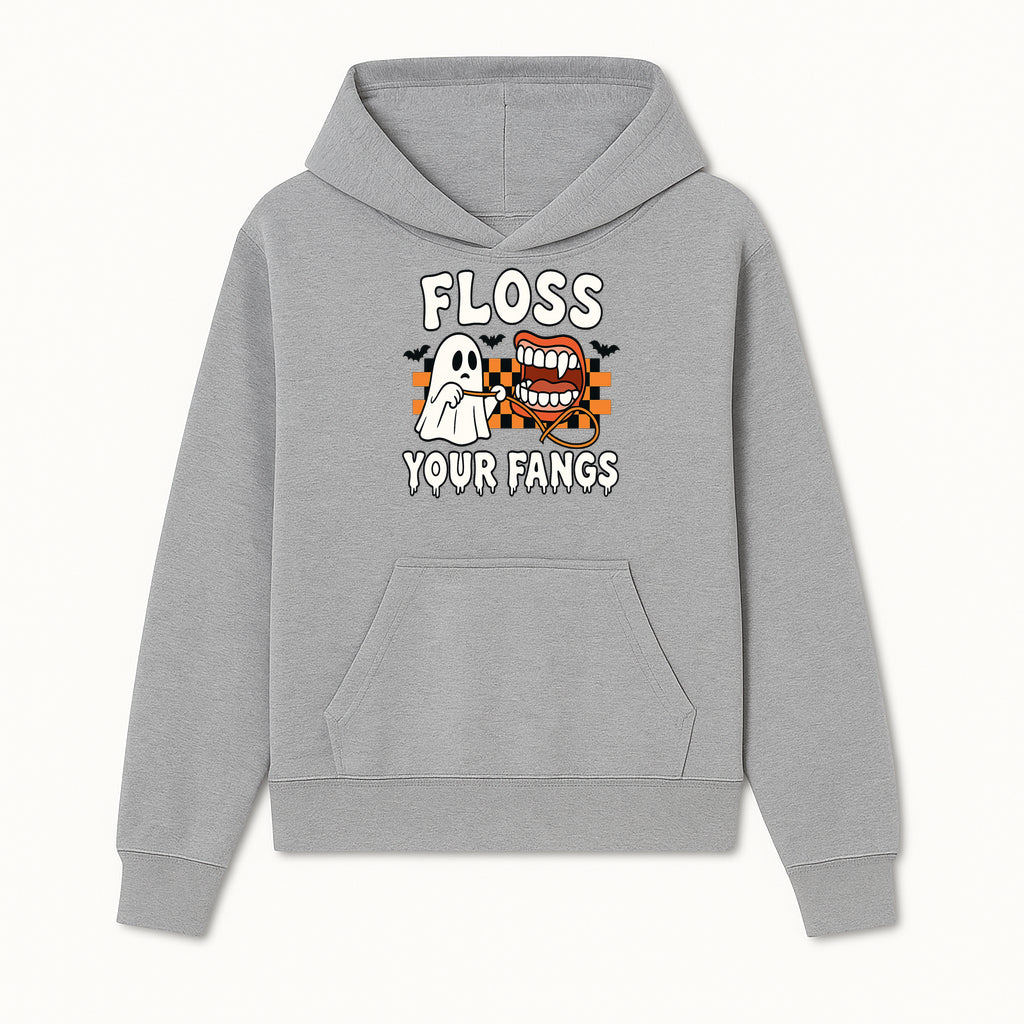 Halloween Ghost Dental Care T-Shirt - Floss Your Fangs Funny Costume Tee for Kids and Adults - Hoodie 1758250115051.jpg