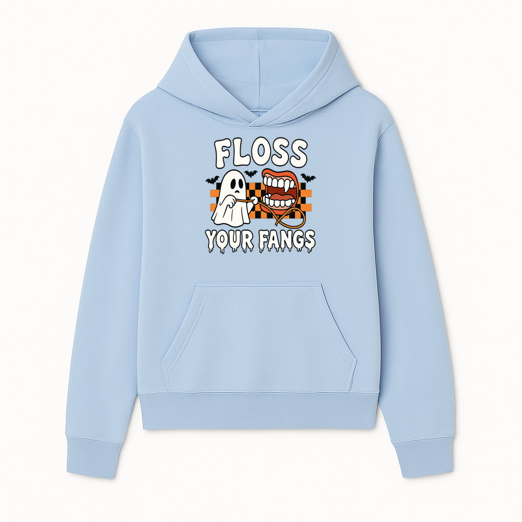 Halloween Ghost Dental Care T-Shirt - Floss Your Fangs Funny Costume Tee for Kids and Adults - Hoodie 1758250115211.jpg