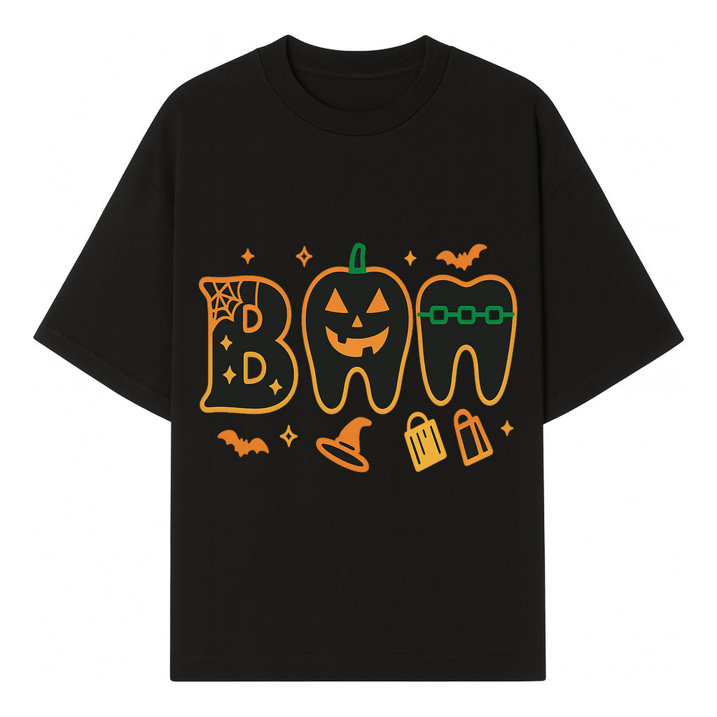 Halloween Themed BAM Decor with Pumpkin, Tooth, and Spooky Icons - Perfect for Parties and Festive Decorations - T-shirt 1758250115335.jpg
