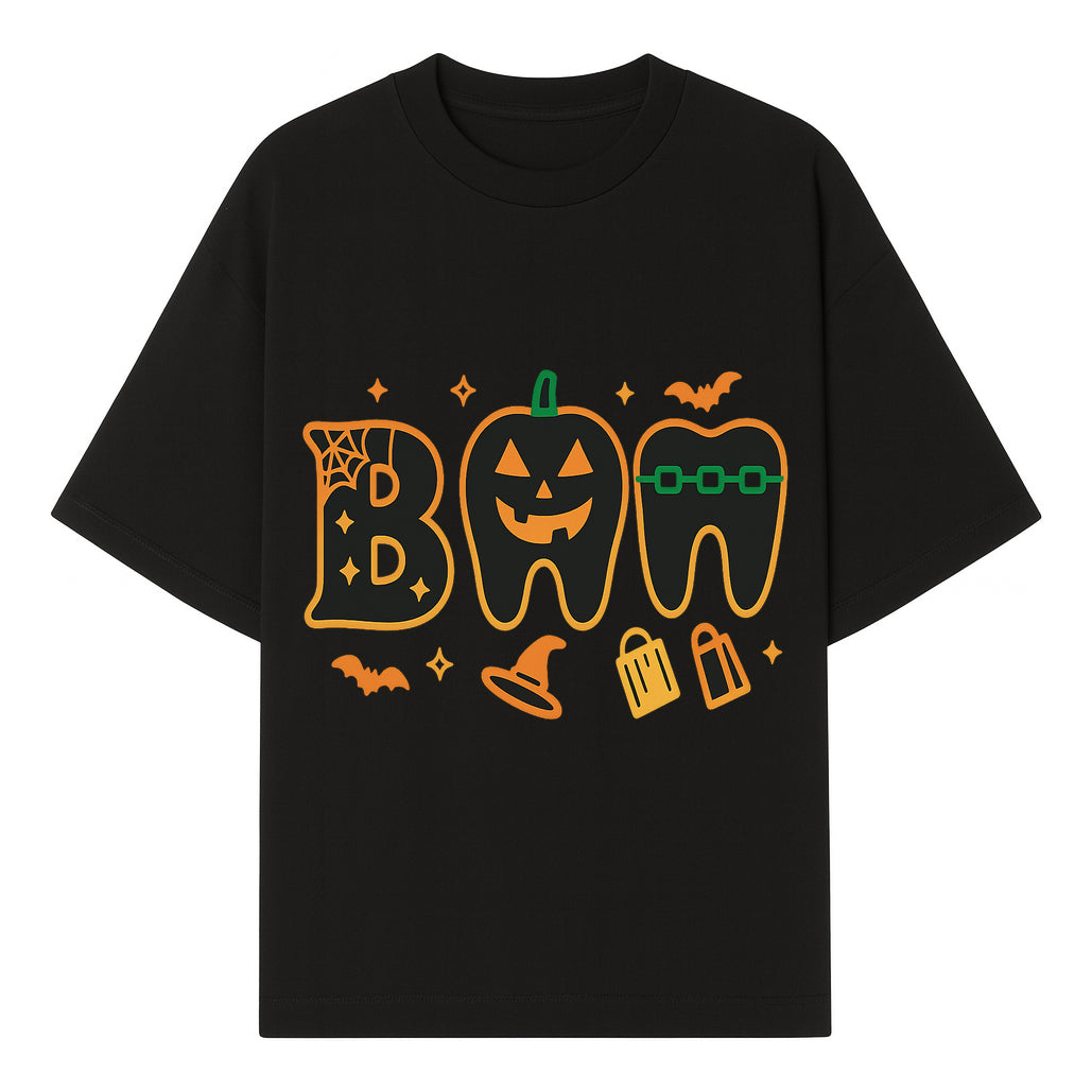 Halloween Themed BAM Decor with Pumpkin, Tooth, and Spooky Icons - Perfect for Parties and Festive Decorations - T-shirt 1758250115335.jpg