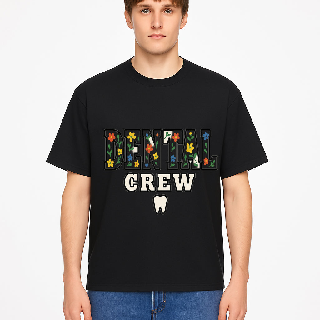 Dental Crew Floral Design Sticker - Cute Dentist Team D cor, Tooth Graphic, Fun Dental Office Accessory, Gift for Dental Professionals - T-shirt 1758250115408.jpg