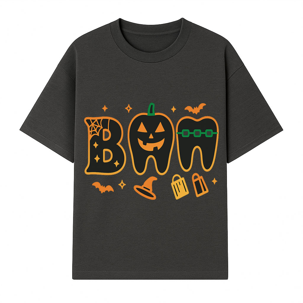 Halloween Themed BAM Decor with Pumpkin, Tooth, and Spooky Icons - Perfect for Parties and Festive Decorations - T-shirt 1758250115499.jpg