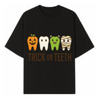 Cute Halloween Trick or Teeth Shirt with Pumpkin & Tooth Characters, Fun Kids' Costume Tee for Spooky Season - T-shirt 1758250116009.jpg