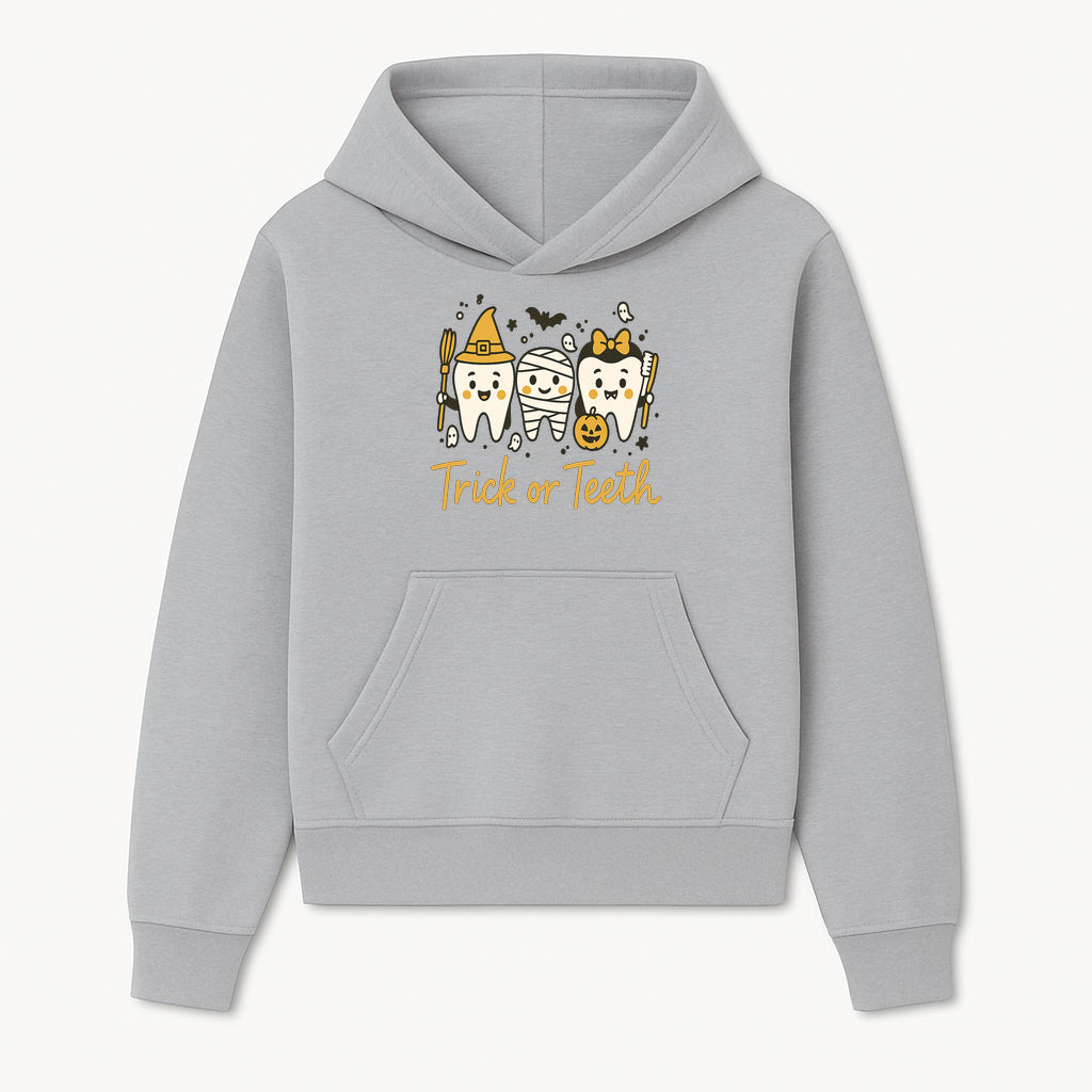Halloween Trick or Teeth Tooth Fairy Kids T-Shirt, Cute Tooth Characters with Pumpkin, Spooky Ghosts, Fun Dental Theme for Children - Hoodie 1758250116020.jpg