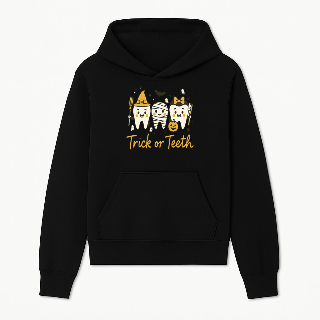 Halloween Trick or Teeth Tooth Fairy Kids T-Shirt, Cute Tooth Characters with Pumpkin, Spooky Ghosts, Fun Dental Theme for Children - Hoodie 1758250116193.jpg