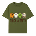 Cute Halloween Trick or Teeth Shirt with Pumpkin & Tooth Characters, Fun Kids' Costume Tee for Spooky Season - T-shirt 1758250116312.jpg