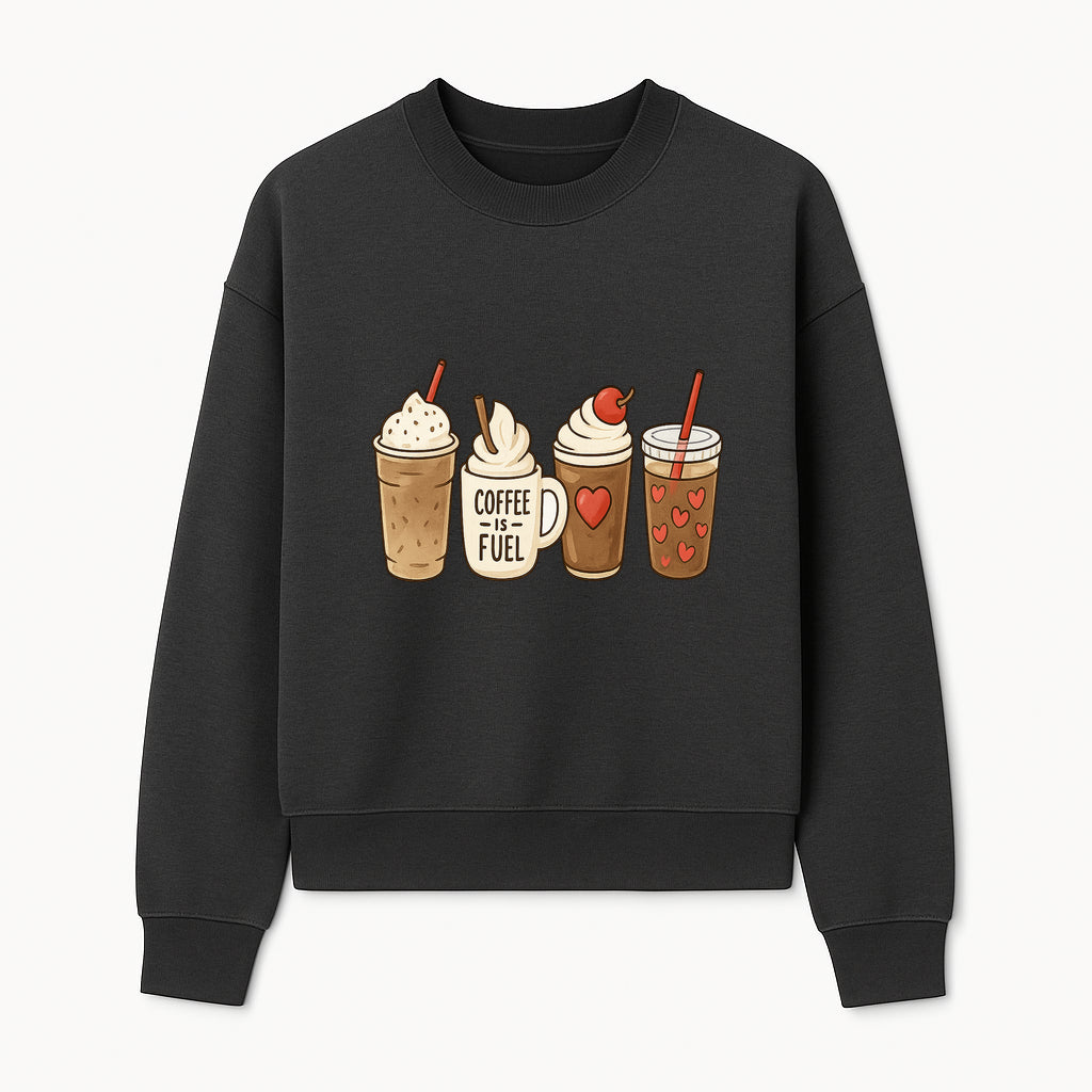 Coffee Lovers Drink Illustration Wall Art - Cute Coffee Fuel Theme Decor for Kitchen, Cafe, or Coffee Shop - Sweatshirt 1758250116372.jpg