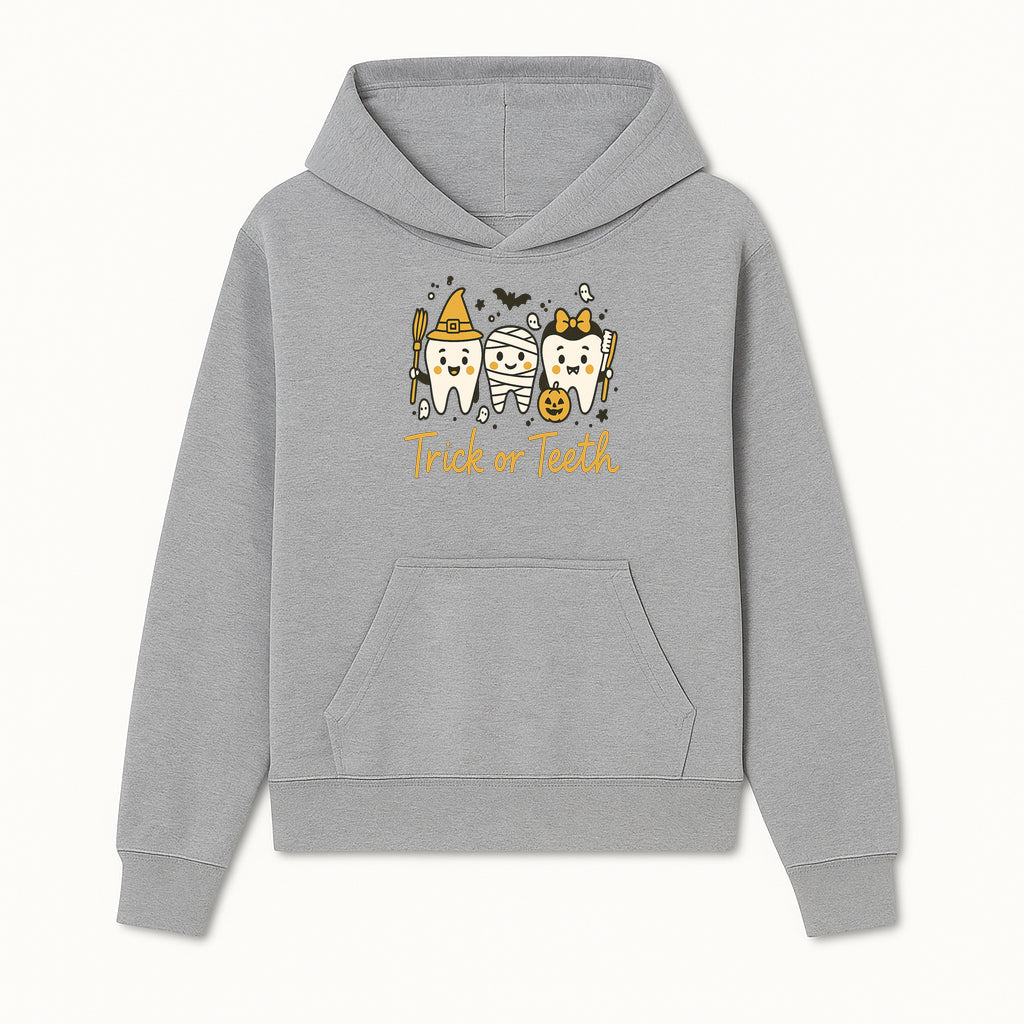 Halloween Trick or Teeth Tooth Fairy Kids T-Shirt, Cute Tooth Characters with Pumpkin, Spooky Ghosts, Fun Dental Theme for Children - Hoodie 1758250116619.jpg