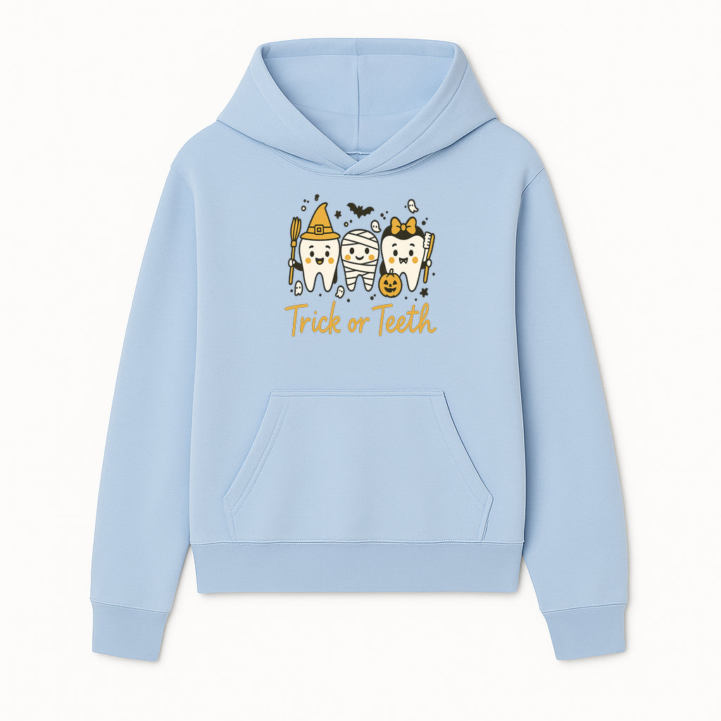 Halloween Trick or Teeth Tooth Fairy Kids T-Shirt, Cute Tooth Characters with Pumpkin, Spooky Ghosts, Fun Dental Theme for Children - Hoodie 1758250116761.jpg