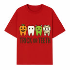 Cute Halloween Trick or Teeth Shirt with Pumpkin & Tooth Characters, Fun Kids' Costume Tee for Spooky Season - T-shirt 1758250117140.jpg