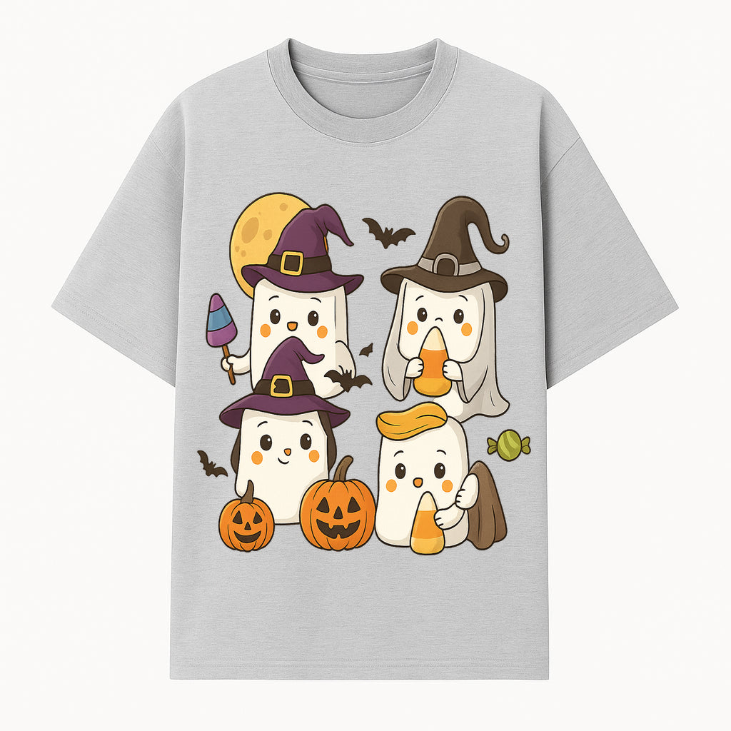Cute Halloween Ghost Stickers Set - Adorable Spooky Characters with Pumpkins, Candy, and Witch Hats for Kids' Decorations and Crafts - T-shirt 1758250117198.jpg