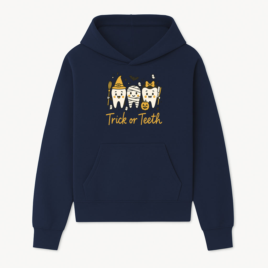 Halloween Trick or Teeth Tooth Fairy Kids T-Shirt, Cute Tooth Characters with Pumpkin, Spooky Ghosts, Fun Dental Theme for Children - Hoodie 1758250117261.jpg
