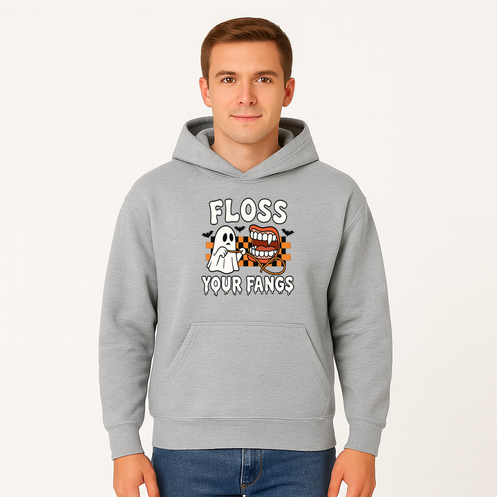Halloween Ghost Dental Care T-Shirt - Floss Your Fangs Funny Costume Tee for Kids and Adults - Hoodie 1758250117262.jpg