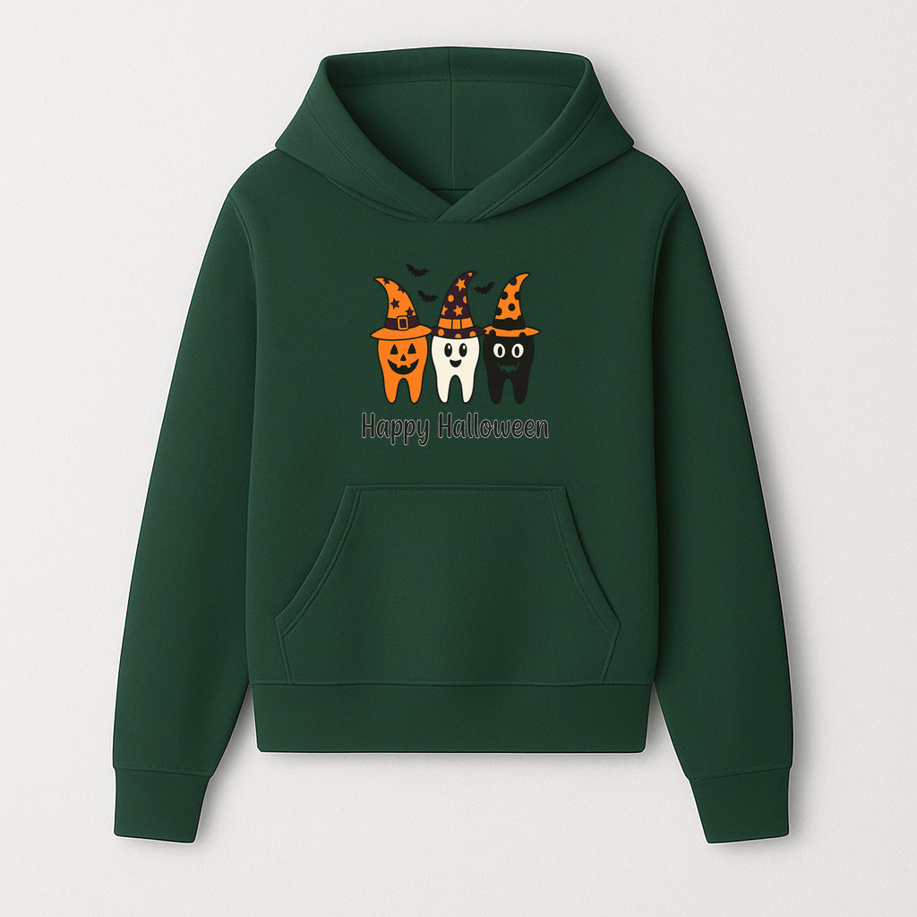 Happy Halloween Dental Art Print - Cute Candy Corn Teeth with Witch Hats - Halloween Decor for Kids' Rooms or Parties - Hoodie 1758250117487.jpg