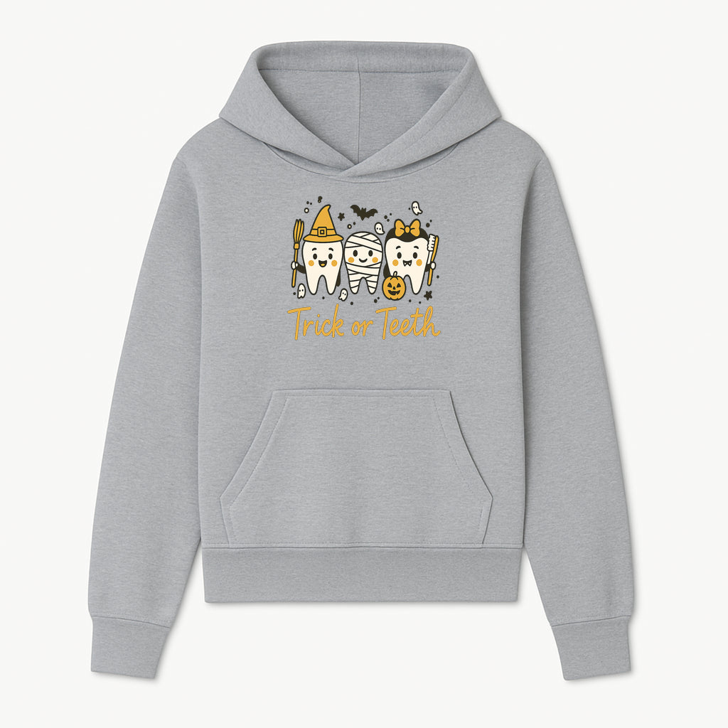 Halloween Trick or Teeth Tooth Fairy Kids T-Shirt, Cute Tooth Characters with Pumpkin, Spooky Ghosts, Fun Dental Theme for Children - Hoodie 1758250117535.jpg