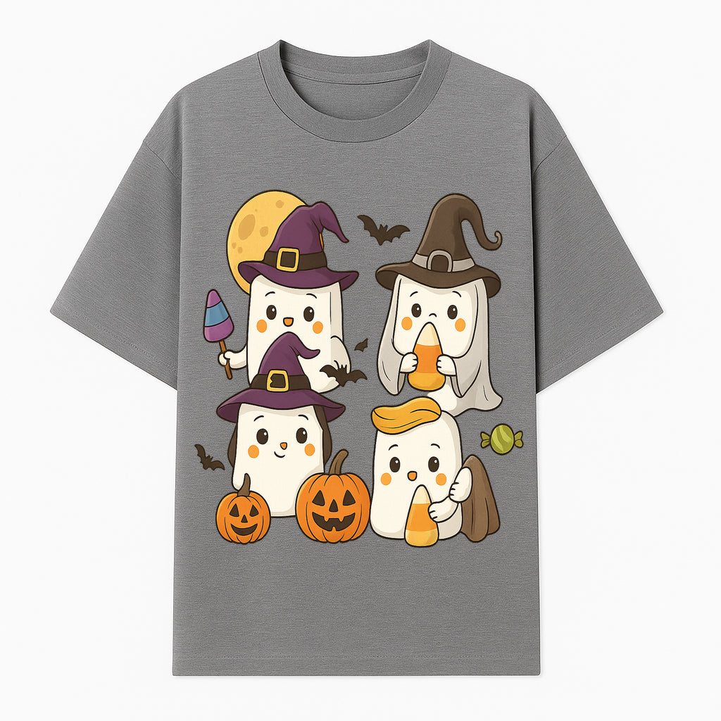 Cute Halloween Ghost Stickers Set - Adorable Spooky Characters with Pumpkins, Candy, and Witch Hats for Kids' Decorations and Crafts - T-shirt 1758250117782.jpg