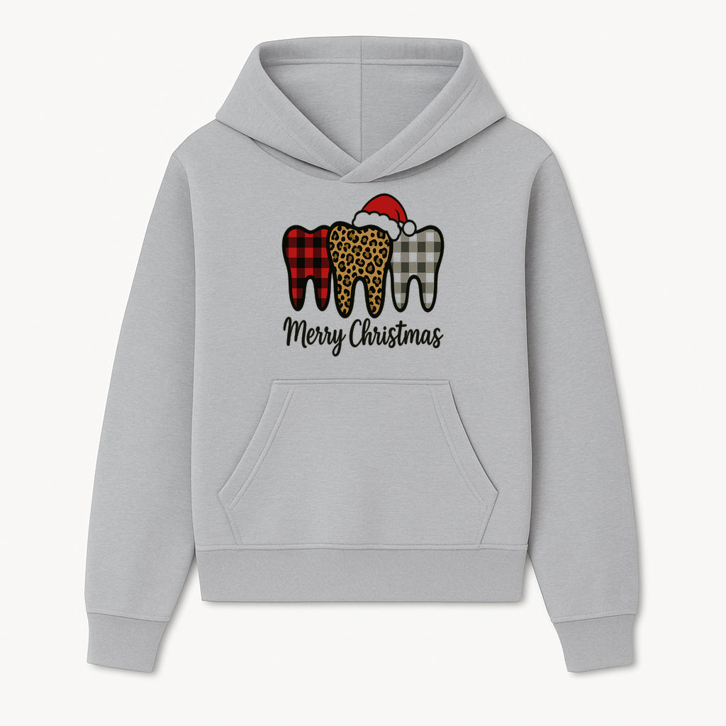 Merry Christmas Tooth Decor, Cute Dental Holiday Art, Christmas Plaid Teeth Design, Festive Dental Gifts for Dentists and Hygienists - Hoodie 1758250118256.jpg