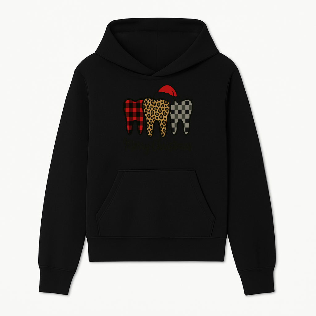 Merry Christmas Tooth Decor, Cute Dental Holiday Art, Christmas Plaid Teeth Design, Festive Dental Gifts for Dentists and Hygienists - Hoodie 1758250118414.jpg
