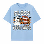 Halloween Ghost Dental Care T-Shirt - Floss Your Fangs Funny Costume Tee for Kids and Adults - T-shirt 1758250118436.jpg