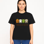 Cute Halloween Trick or Teeth Shirt with Pumpkin & Tooth Characters, Fun Kids' Costume Tee for Spooky Season - T-shirt 1758250118702.jpg