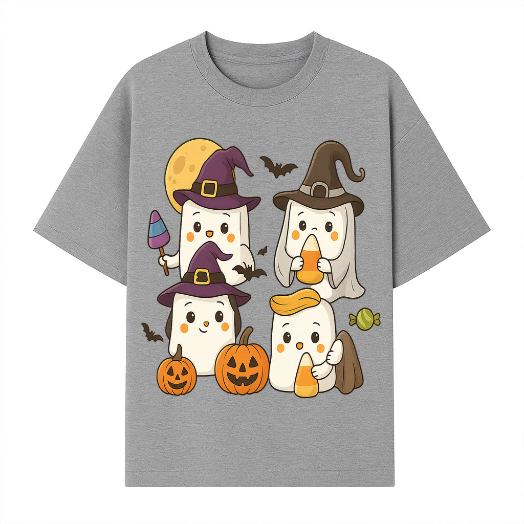 Cute Halloween Ghost Stickers Set - Adorable Spooky Characters with Pumpkins, Candy, and Witch Hats for Kids' Decorations and Crafts - T-shirt 1758250118741.jpg