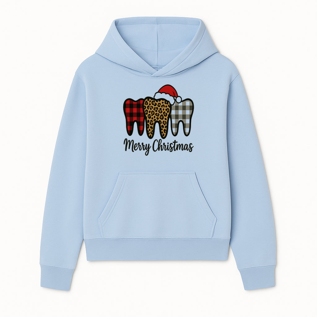 Merry Christmas Tooth Decor, Cute Dental Holiday Art, Christmas Plaid Teeth Design, Festive Dental Gifts for Dentists and Hygienists - Hoodie 1758250119010.jpg