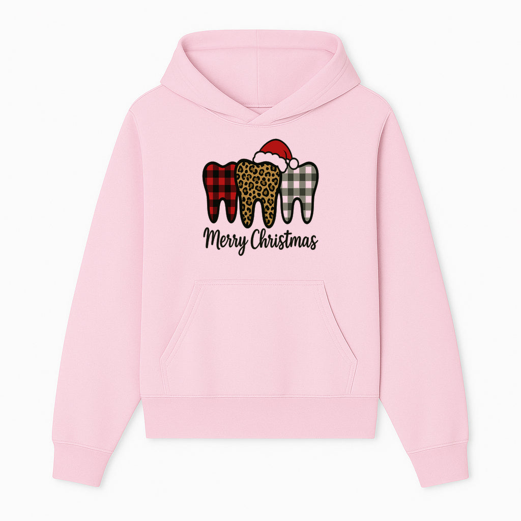 Merry Christmas Tooth Decor, Cute Dental Holiday Art, Christmas Plaid Teeth Design, Festive Dental Gifts for Dentists and Hygienists - Hoodie 1758250119141.jpg
