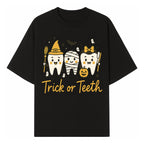 Halloween Trick or Teeth Tooth Fairy Kids T-Shirt, Cute Tooth Characters with Pumpkin, Spooky Ghosts, Fun Dental Theme for Children - T-shirt 1758250119343.jpg