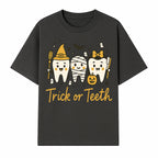 Halloween Trick or Teeth Tooth Fairy Kids T-Shirt, Cute Tooth Characters with Pumpkin, Spooky Ghosts, Fun Dental Theme for Children - T-shirt 1758250119497.jpg
