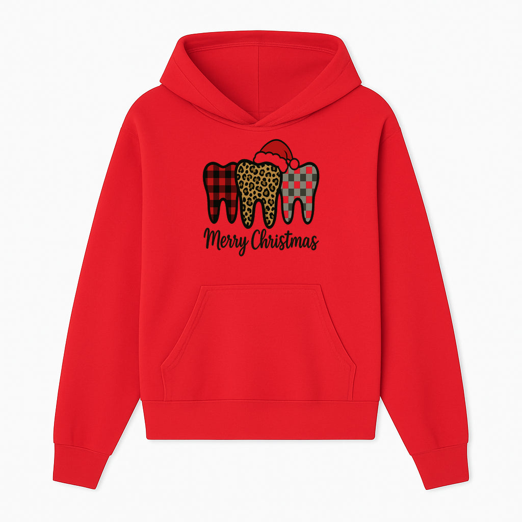 Merry Christmas Tooth Decor, Cute Dental Holiday Art, Christmas Plaid Teeth Design, Festive Dental Gifts for Dentists and Hygienists - Hoodie 1758250119596.jpg