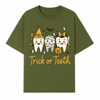 Halloween Trick or Teeth Tooth Fairy Kids T-Shirt, Cute Tooth Characters with Pumpkin, Spooky Ghosts, Fun Dental Theme for Children - T-shirt 1758250119684.jpg