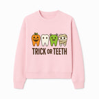 Cute Halloween Trick or Teeth Shirt with Pumpkin & Tooth Characters, Fun Kids' Costume Tee for Spooky Season - Sweatshirt 1758250119743.jpg