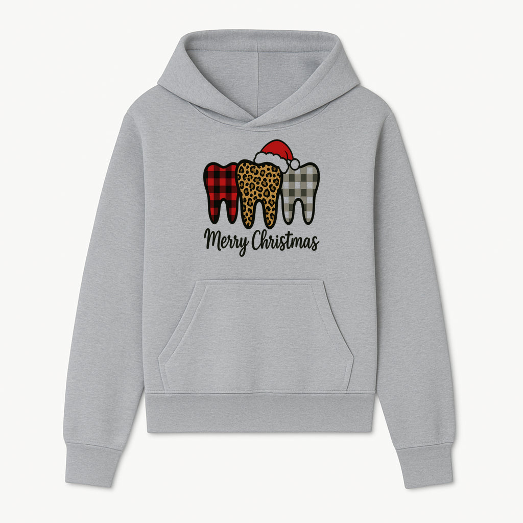 Merry Christmas Tooth Decor, Cute Dental Holiday Art, Christmas Plaid Teeth Design, Festive Dental Gifts for Dentists and Hygienists - Hoodie 1758250119745.jpg