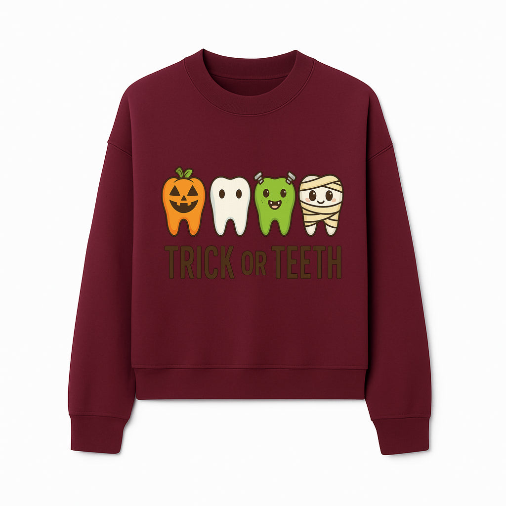 Cute Halloween Trick or Teeth Shirt with Pumpkin & Tooth Characters, Fun Kids' Costume Tee for Spooky Season - Sweatshirt 1758250119879.jpg