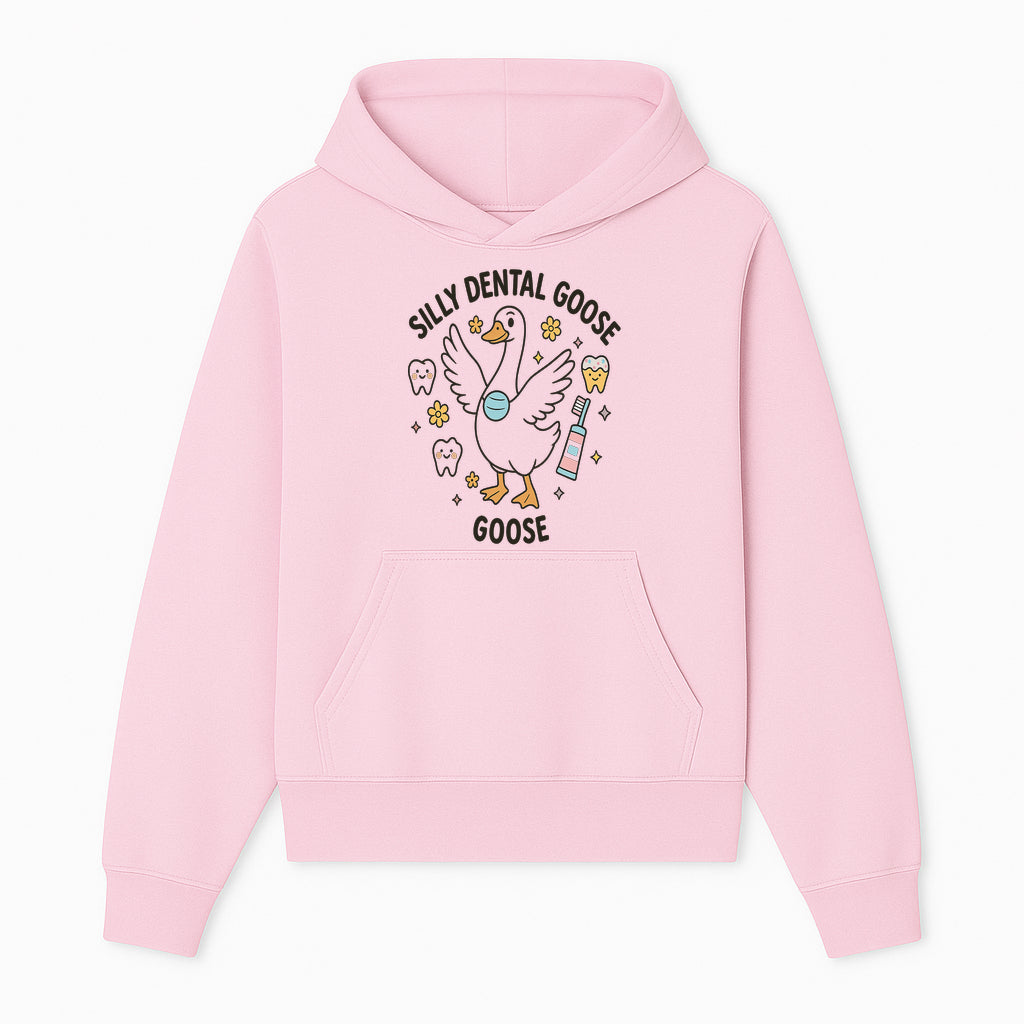 Silly Dental Goose Graphic Tee for Kids - Cute Toothbrush & Teeth Design, Fun Animal Apparel for Children's Dental Hygiene Awareness - Hoodie 1758250119941.jpg
