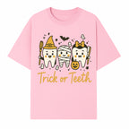 Halloween Trick or Teeth Tooth Fairy Kids T-Shirt, Cute Tooth Characters with Pumpkin, Spooky Ghosts, Fun Dental Theme for Children - T-shirt 1758250120130.jpg