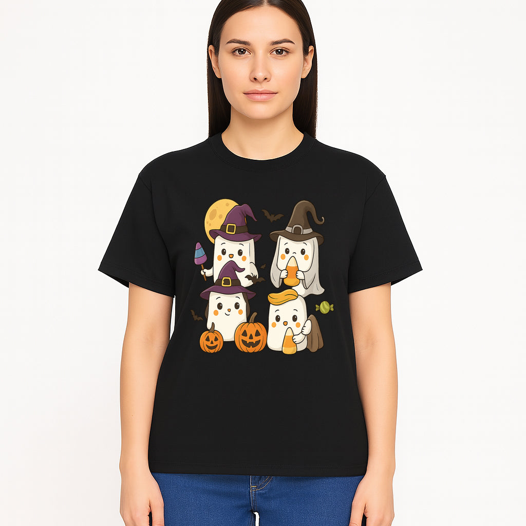 Cute Halloween Ghost Stickers Set - Adorable Spooky Characters with Pumpkins, Candy, and Witch Hats for Kids' Decorations and Crafts - T-shirt 1758250120164.jpg