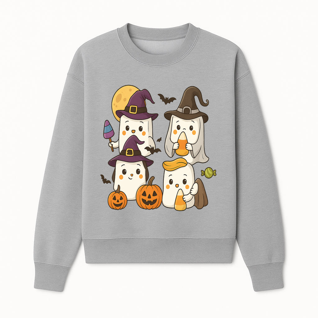Cute Halloween Ghost Stickers Set - Adorable Spooky Characters with Pumpkins, Candy, and Witch Hats for Kids' Decorations and Crafts - Sweatshirt 1758250120318.jpg