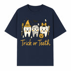 Halloween Trick or Teeth Tooth Fairy Kids T-Shirt, Cute Tooth Characters with Pumpkin, Spooky Ghosts, Fun Dental Theme for Children - T-shirt 1758250120414.jpg