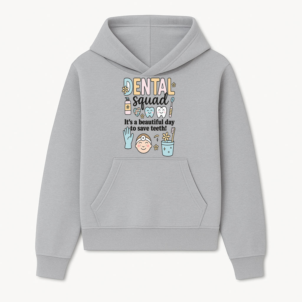 Dental Squad Fun Art Print - Cute Tooth & Dentist Design, Positive Dental Hygiene Quote for Kids' Room or Office Decor - Hoodie 1758250120558.jpg