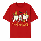 Halloween Trick or Teeth Tooth Fairy Kids T-Shirt, Cute Tooth Characters with Pumpkin, Spooky Ghosts, Fun Dental Theme for Children - T-shirt 1758250120578.jpg