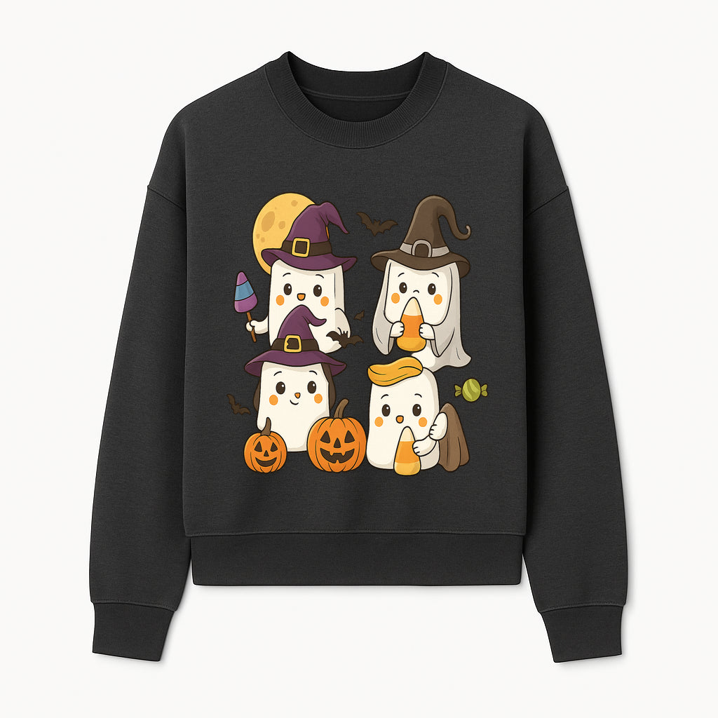 Cute Halloween Ghost Stickers Set - Adorable Spooky Characters with Pumpkins, Candy, and Witch Hats for Kids' Decorations and Crafts - Sweatshirt 1758250120615.jpg