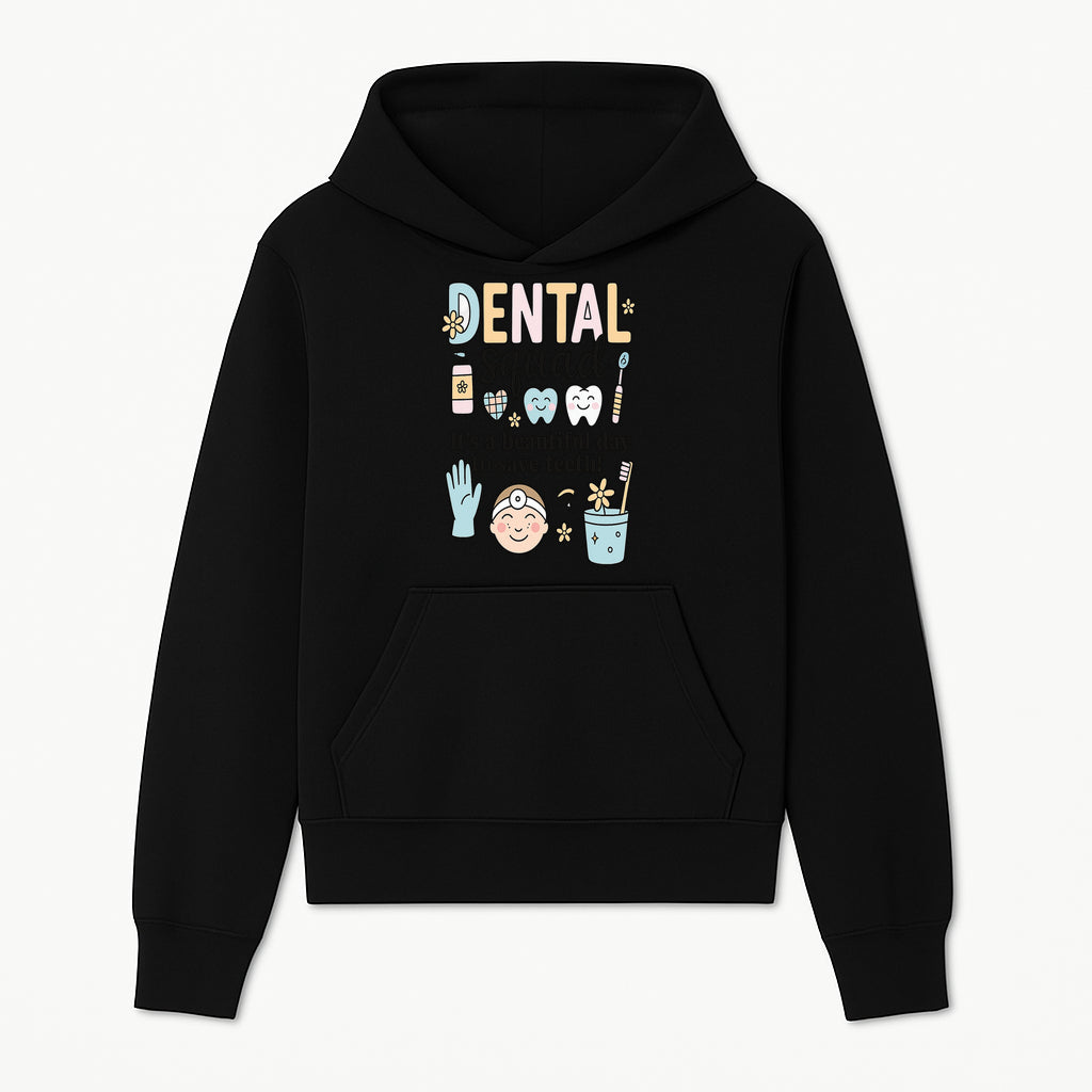 Dental Squad Fun Art Print - Cute Tooth & Dentist Design, Positive Dental Hygiene Quote for Kids' Room or Office Decor - Hoodie 1758250120697.jpg