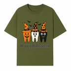 Happy Halloween Dental Art Print - Cute Candy Corn Teeth with Witch Hats - Halloween Decor for Kids' Rooms or Parties - T-shirt 1758250120707.jpg