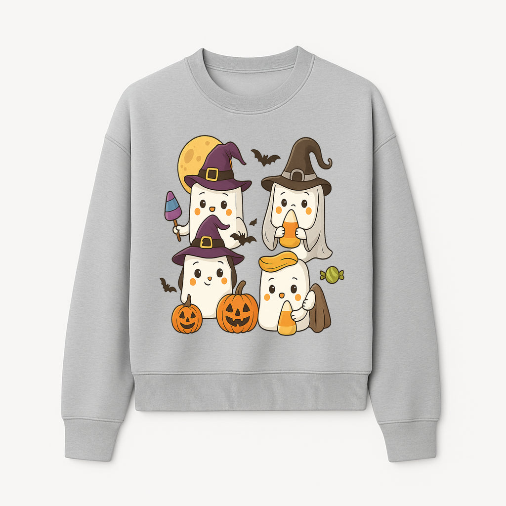 Cute Halloween Ghost Stickers Set - Adorable Spooky Characters with Pumpkins, Candy, and Witch Hats for Kids' Decorations and Crafts - Sweatshirt 1758250120973.jpg