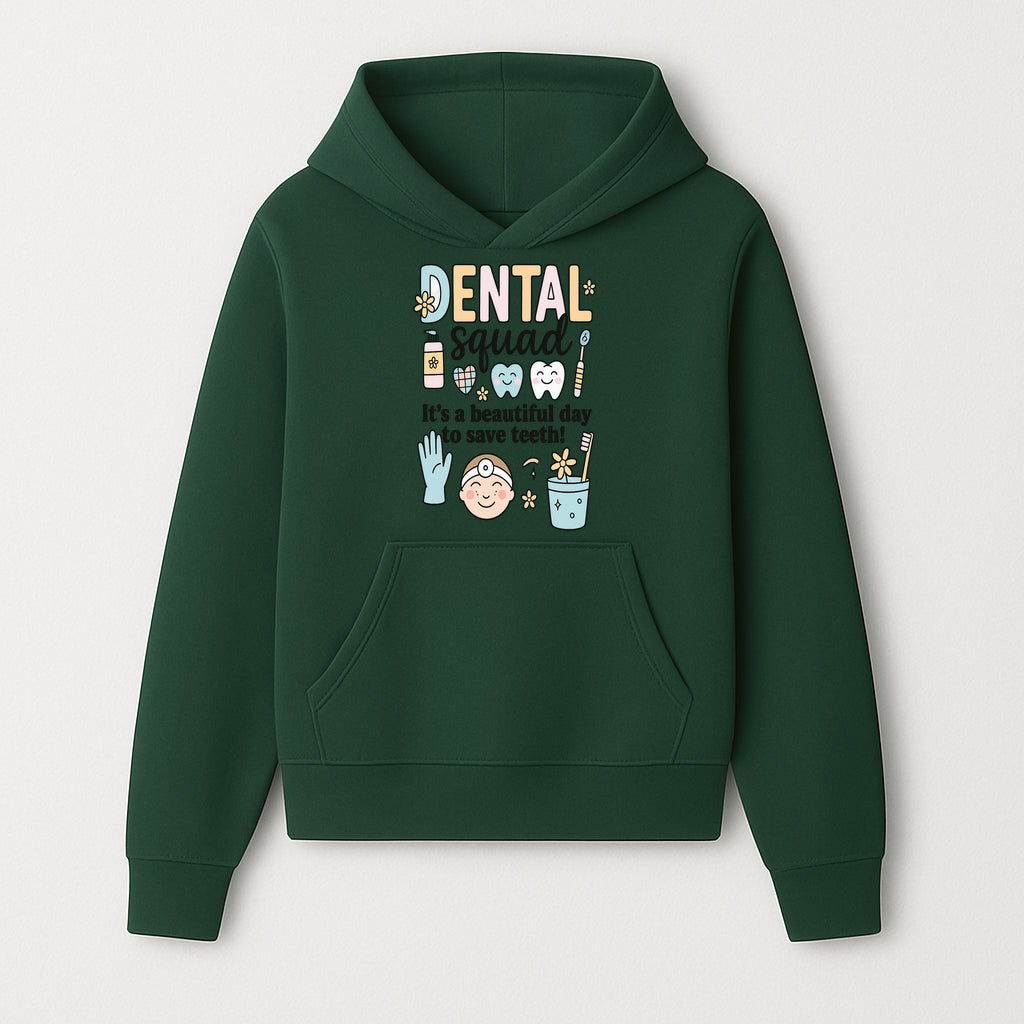 Dental Squad Fun Art Print - Cute Tooth & Dentist Design, Positive Dental Hygiene Quote for Kids' Room or Office Decor - Hoodie 1758250120975.jpg