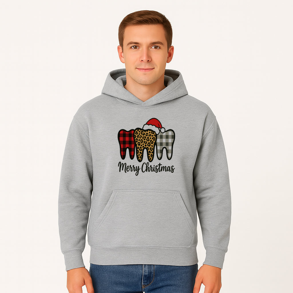 Merry Christmas Tooth Decor, Cute Dental Holiday Art, Christmas Plaid Teeth Design, Festive Dental Gifts for Dentists and Hygienists - Hoodie 1758250121031.jpg