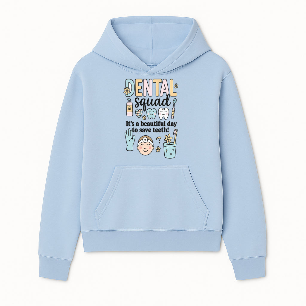 Dental Squad Fun Art Print - Cute Tooth & Dentist Design, Positive Dental Hygiene Quote for Kids' Room or Office Decor - Hoodie 1758250121266.jpg