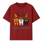 Happy Halloween Dental Art Print - Cute Candy Corn Teeth with Witch Hats - Halloween Decor for Kids' Rooms or Parties - T-shirt 1758250121303.jpg