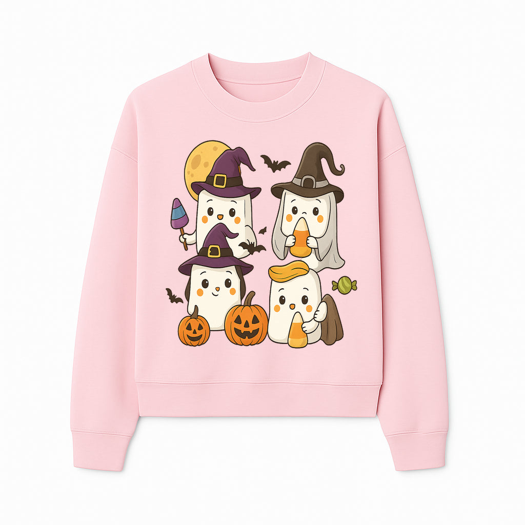 Cute Halloween Ghost Stickers Set - Adorable Spooky Characters with Pumpkins, Candy, and Witch Hats for Kids' Decorations and Crafts - Sweatshirt 1758250121351.jpg
